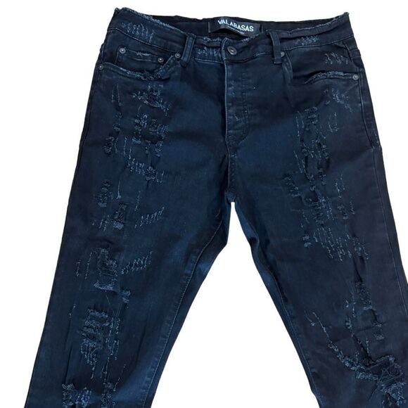 Valabasas Shredded Skinny Jeans in Black - Picture 5 of 8